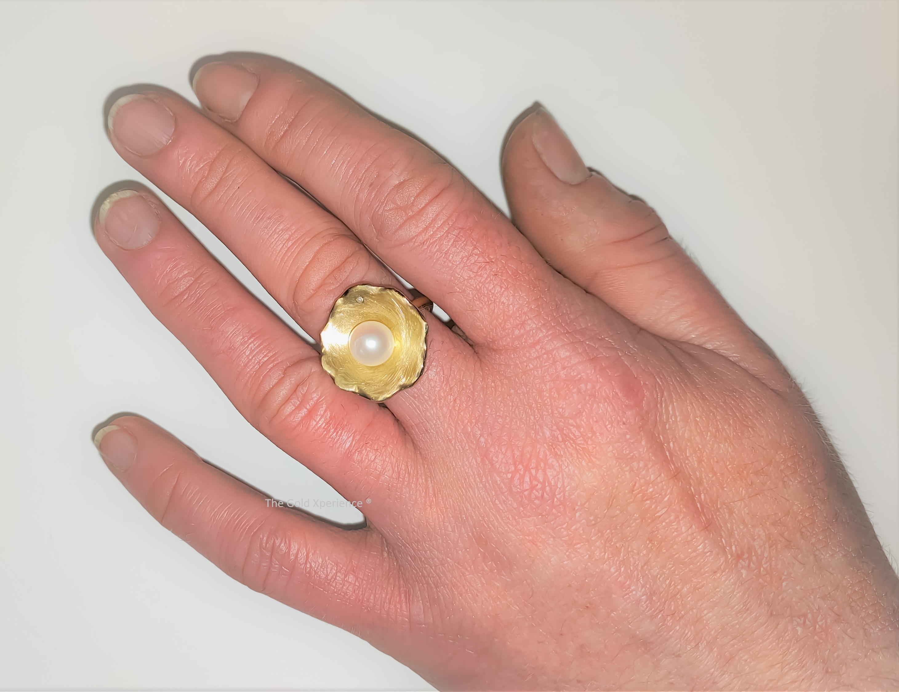 Gouden ring bloem parel Florence geel witte