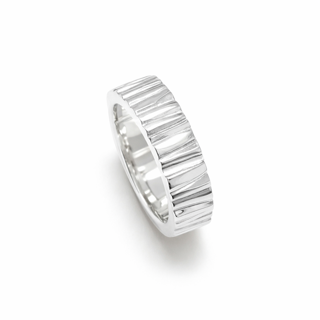 ring silver Bryce solid ribbed narrow