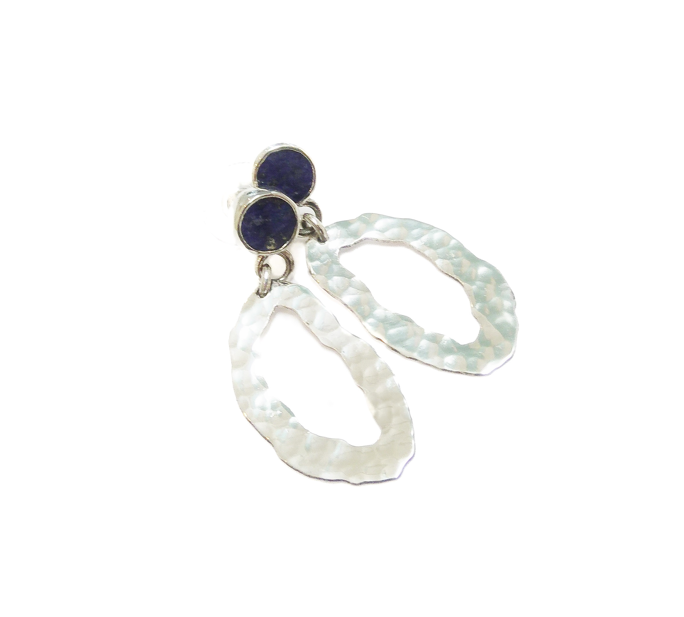 Boucle d'oreille en argent et lapis-lazuli