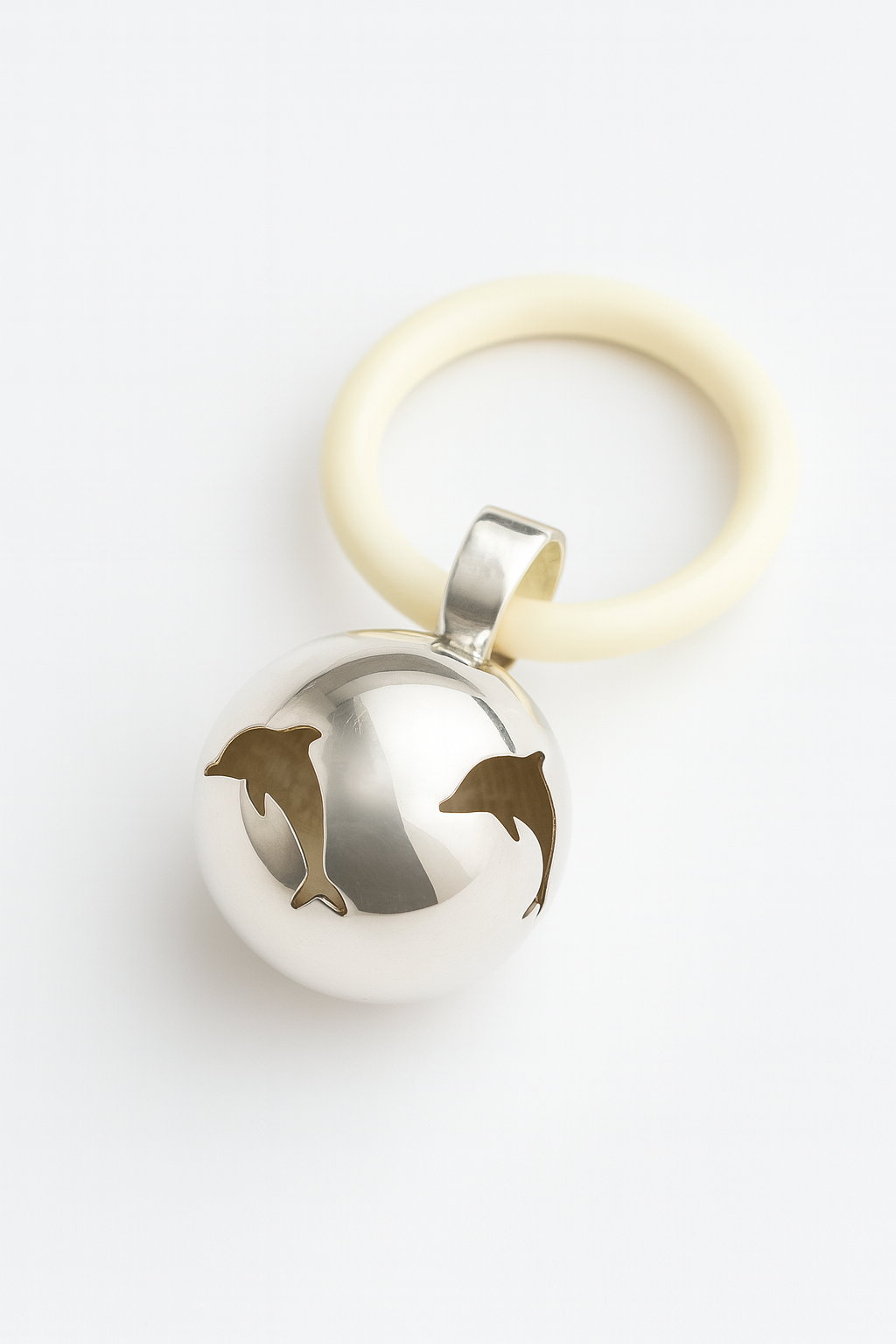 Babyrammelaar zilver Dolfijnen