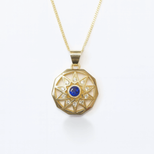 Gouden ketting met hanger Cordoba saffier diamant