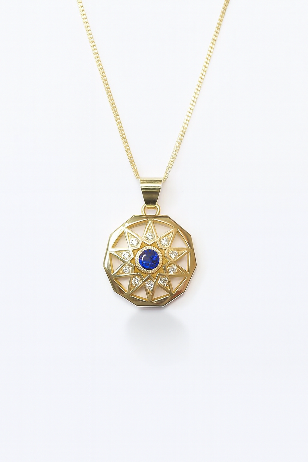 Gouden ketting met hanger Cordoba saffier diamant