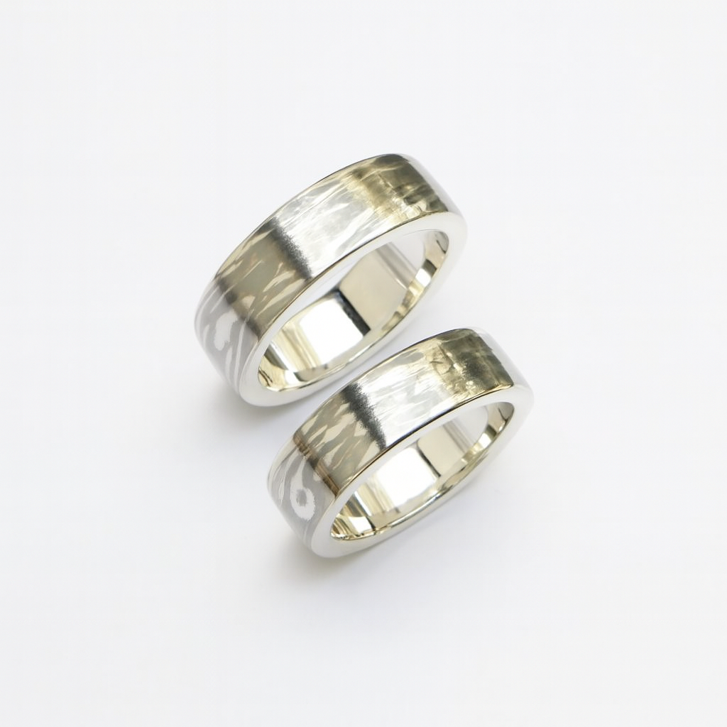 Trouwring "Hout" Mokume Gane