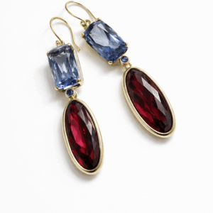 oorbel gouden topaas saffier roze rood blauw