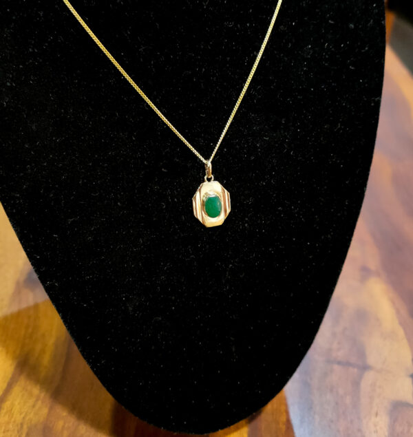 Hanger goud ketting groene jade art deco