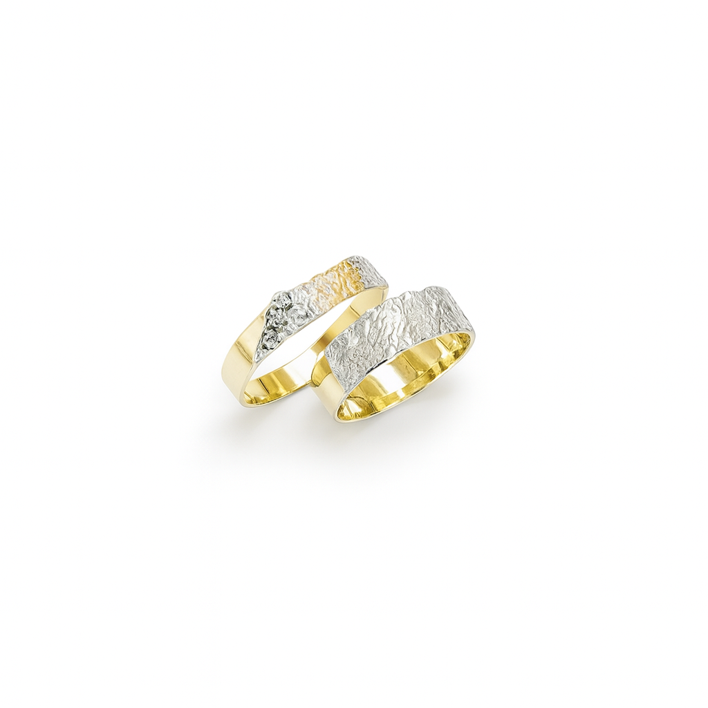 Trouwring geel en wit goud met diamant