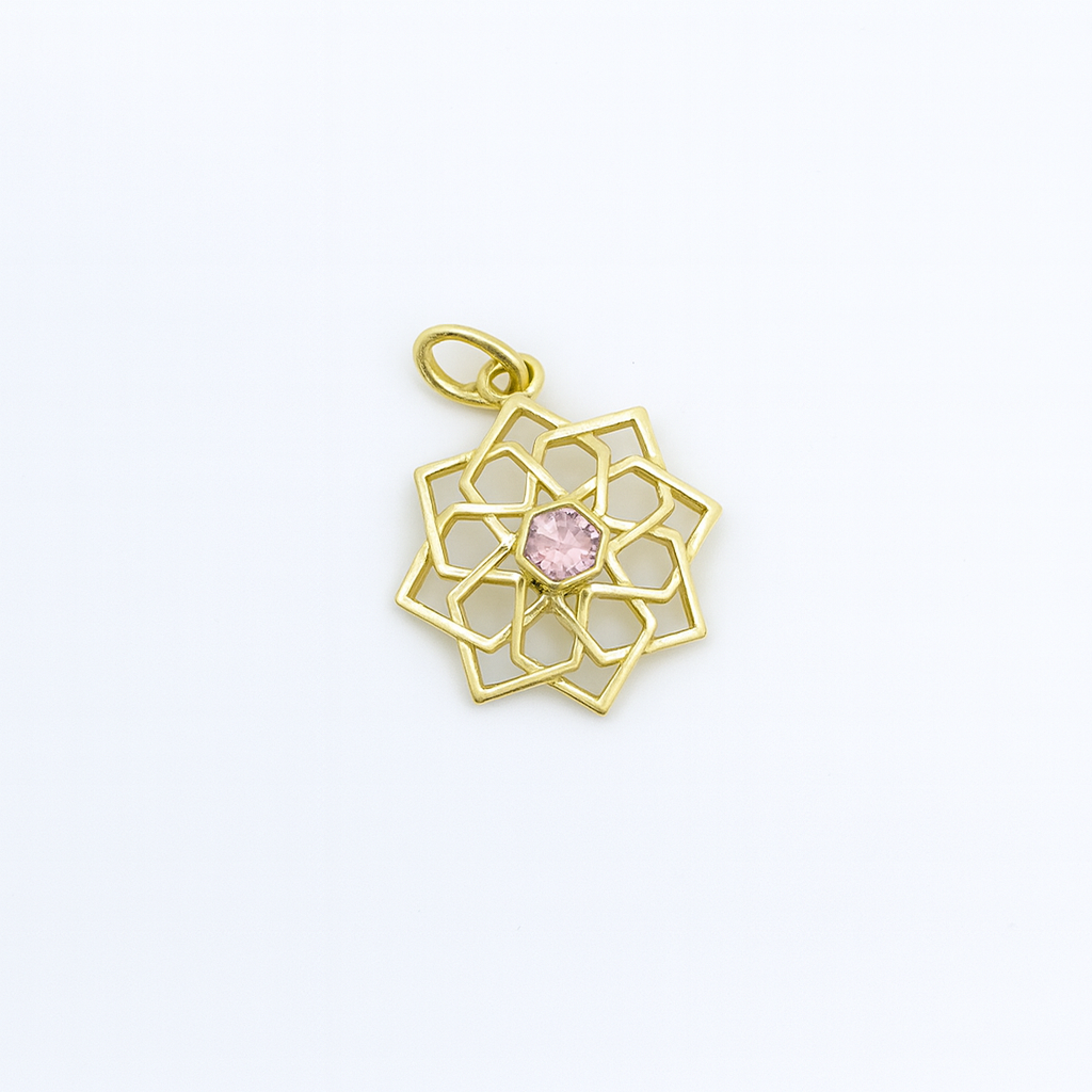 Gouden hanger met roze toermalijn - Rabat