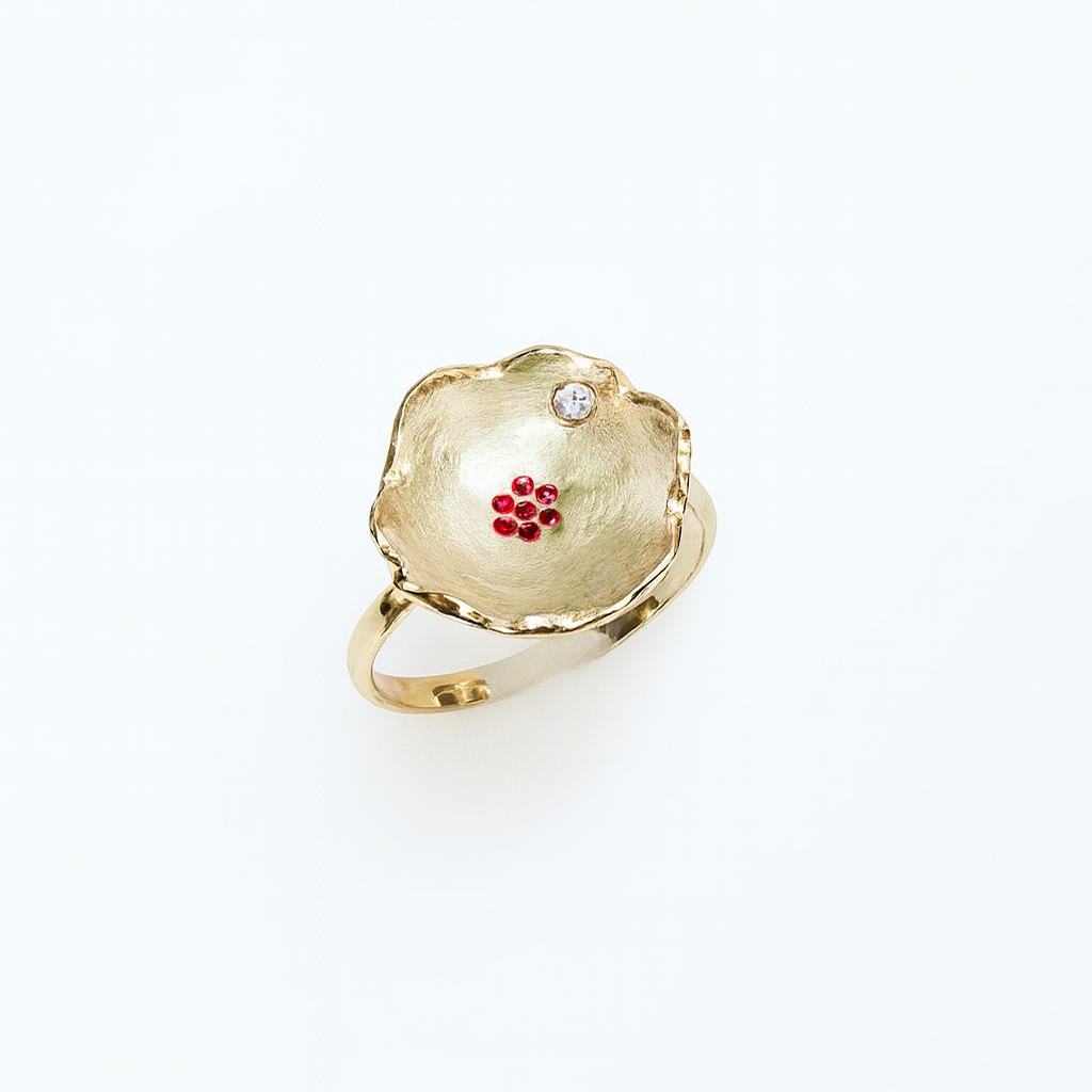 Collectie Firenze - Gouden ring bloem robijnen