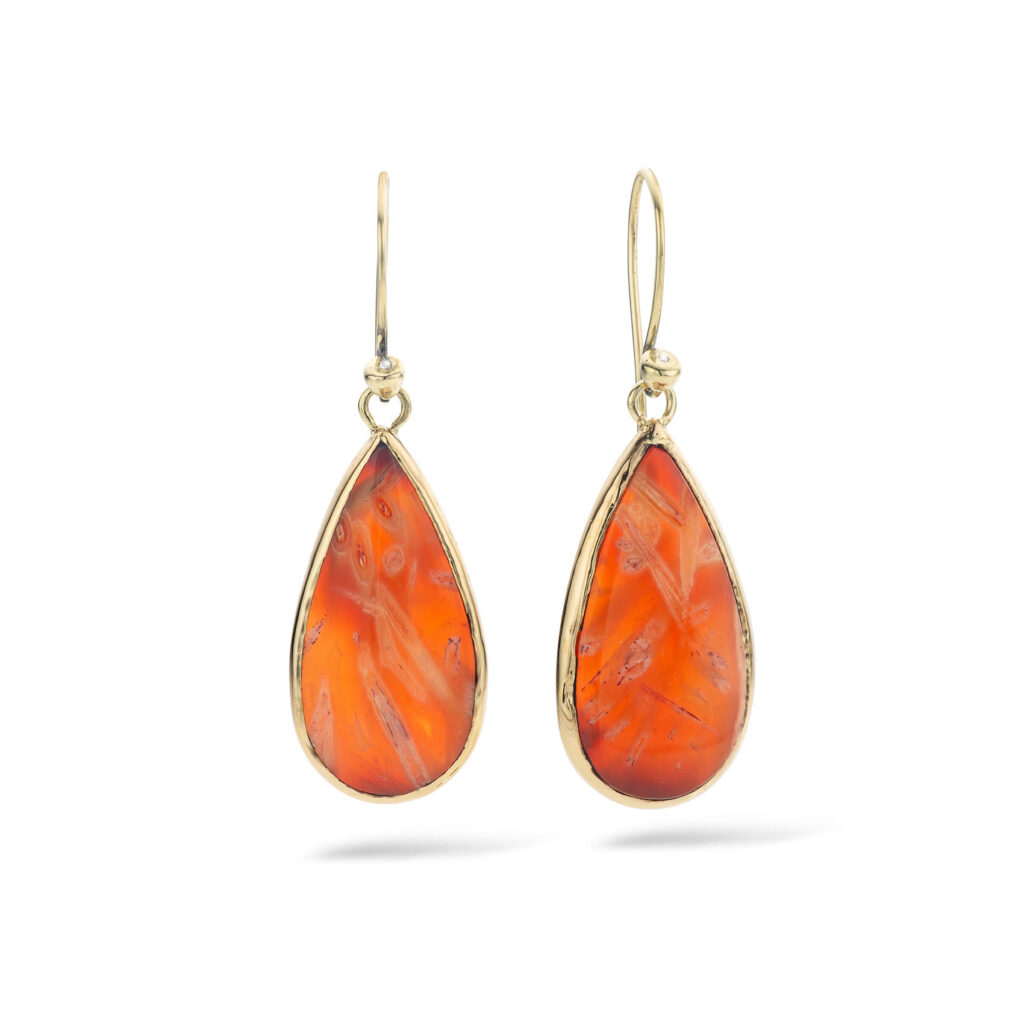 Luxe Oorbellen met Oranje Agaat en Diamant, sieraad laten maken