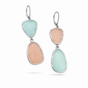 Lange oorbel rozenkwarts goud