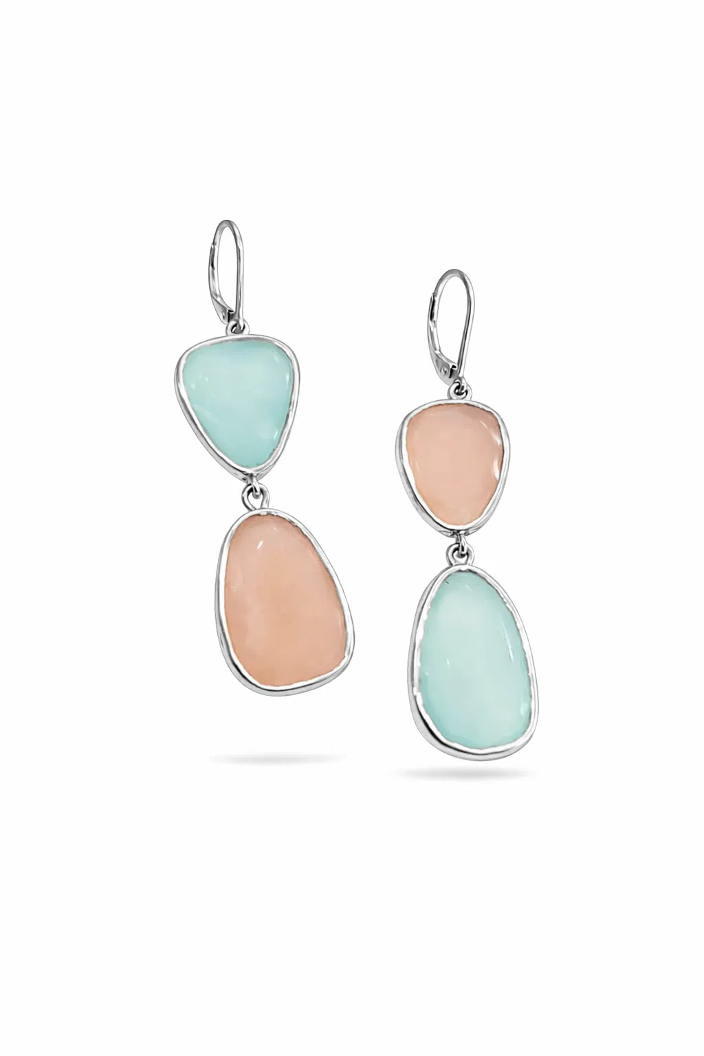 Lange oorbel rozenkwarts goud