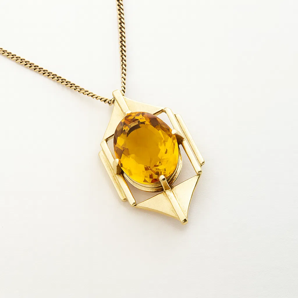 Gouden ketting hanger citrien Amsterdam