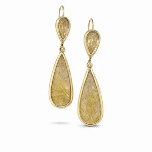 Oorbel rutielkwarts goud