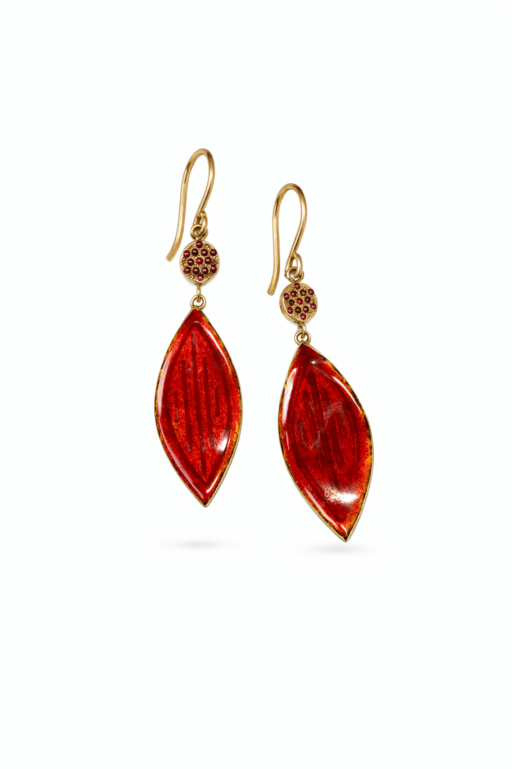 Ohrring Gold Rubin Emaille