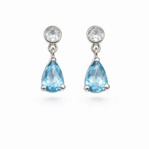 oorbel wit goud topaas blauw wit