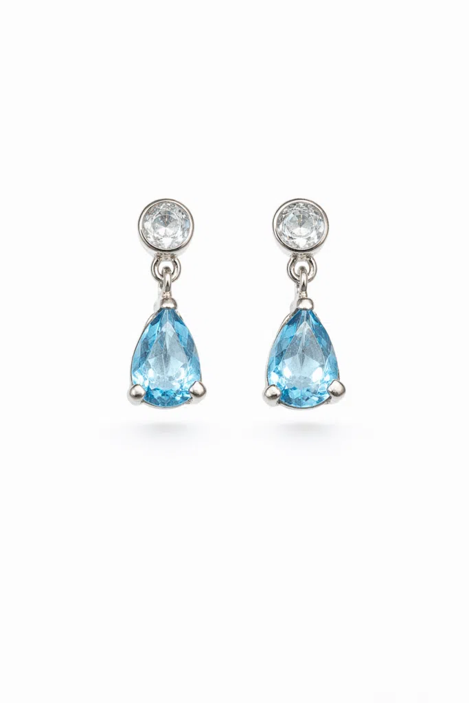 oorbel wit goud topaas blauw wit