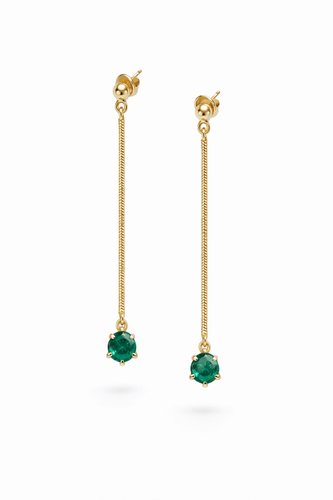 Shoulderdusters Oorbel goud smaragd