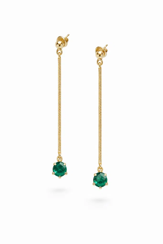 Shoulderdusters Oorbel goud smaragd