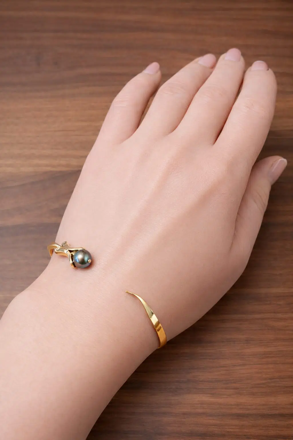 Tahiti set zwarte parel goud armband ketting