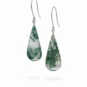 Boucles d'oreilles en argent faites main avec de l'agate mousse